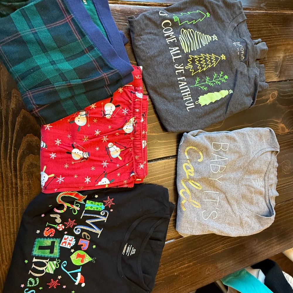 Mixed Bundle: Women's Festive Pajama Set - Gray, Red, and Green